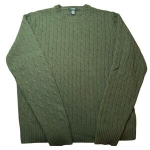 Vintage Y2K J Crew Womens M Cable Knit Olive Sweater Wool Angora Cashmere Soft